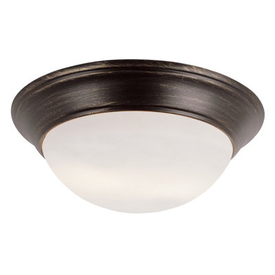 Trans Globe Lighting 57704 ROB TGL White Frosted 14" Flushmount in Rubbed Oil Bronze